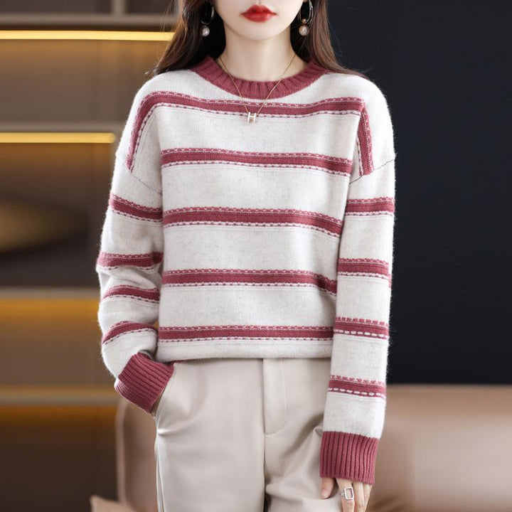 Damen Weicher Streifenpullover im Mohair‑Look mit kastenförmiger Silhouette Echoarchiv