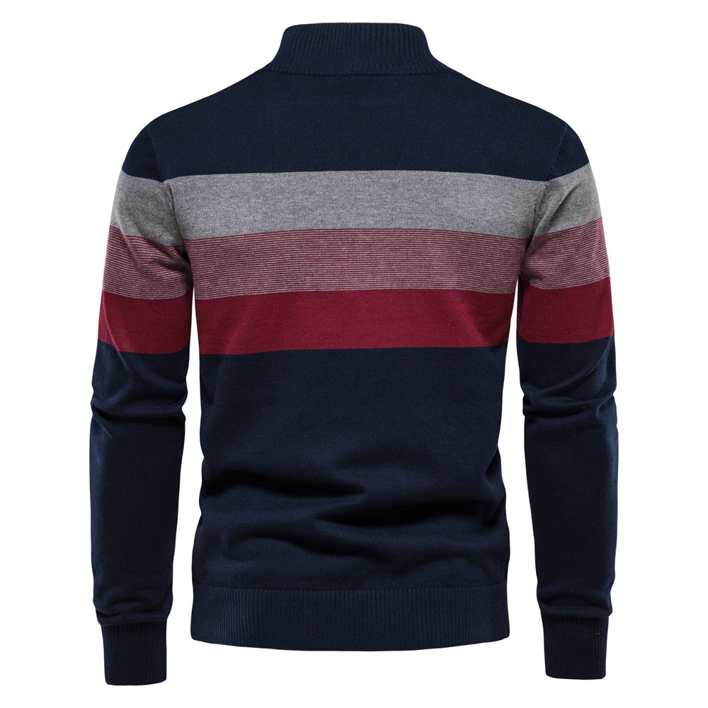Herren Sweatpullover mit modernem Kurzreißverschluss und stilvollen Farbblockstreifen Echoarchiv