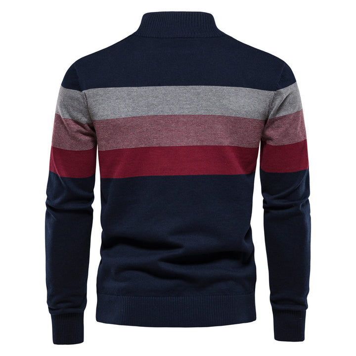 Herren Sweatpullover mit modernem Kurzreißverschluss und stilvollen Farbblockstreifen Echoarchiv