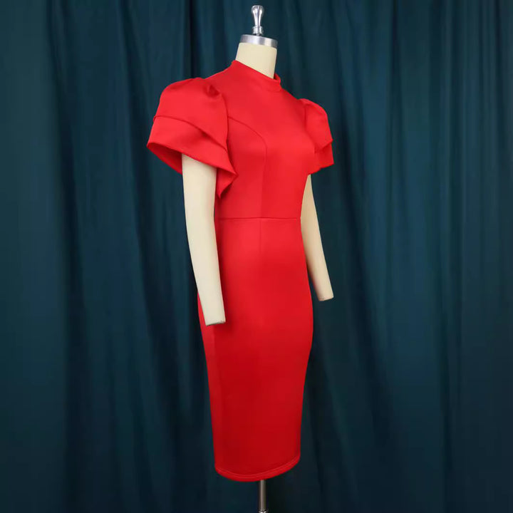 Damen figurbetontes Kleid mit voluminösen Rüschenärmeln Echo Archiv 1778623062