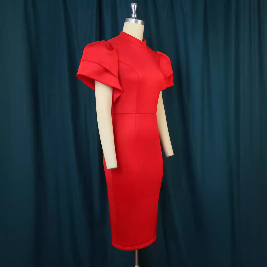 Damen figurbetontes Kleid mit voluminösen Ärmeln Echo Archiv