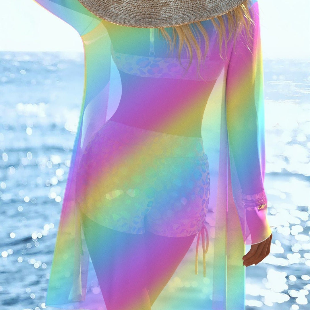 Damen Bikini-Set mit farbenfrohem Leopardenmuster und transparentem Cover-Up Echo Archiv