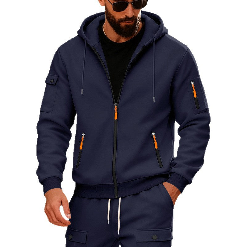Herren Sportliche Zip-Hoodie mit innovativen Reißverschlusstaschen Echoarchiv