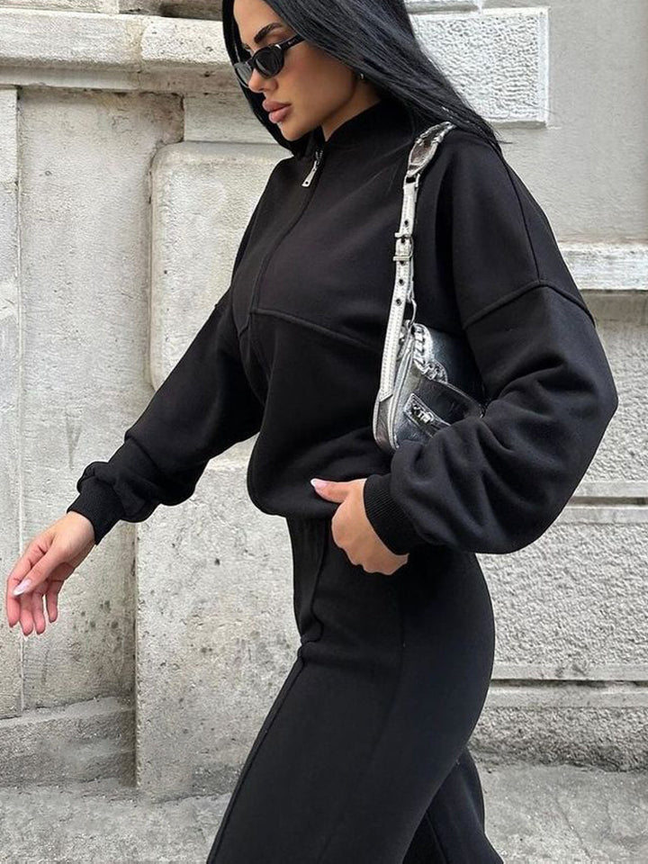 Damen nan Oversize Reißverschlussjacke mit weiter High-Waist Loungehose Set Echo Archiv