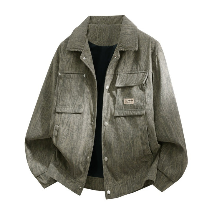 Herren Utility-Overshirt aus Vintage-Optik mit Druckknopfleiste, Pattentaschen & gebürsteter Struktur Echoarchiv