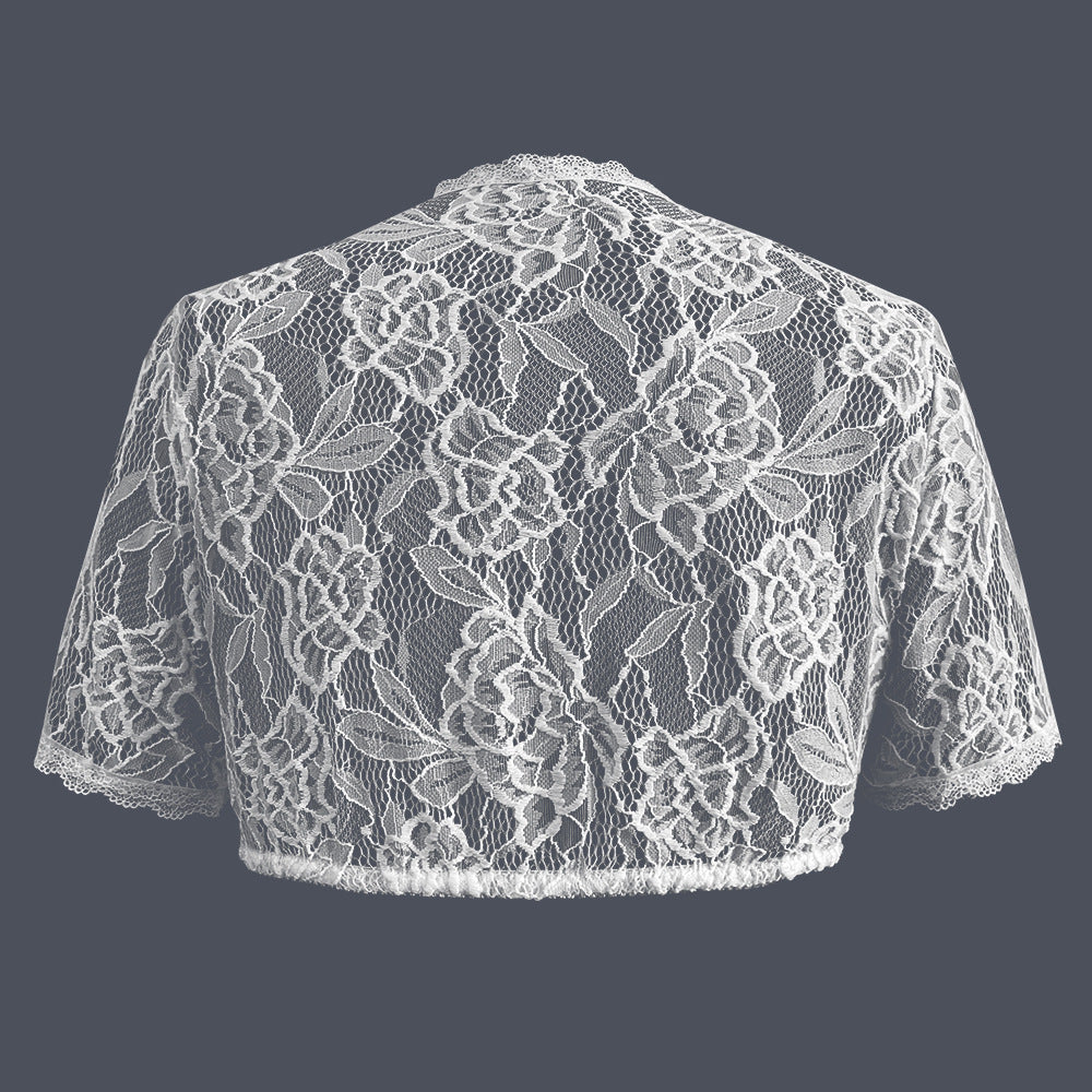 Damen nan Spitzenbolero mit hohem Kragen und kurzen Ärmeln Echo Archiv