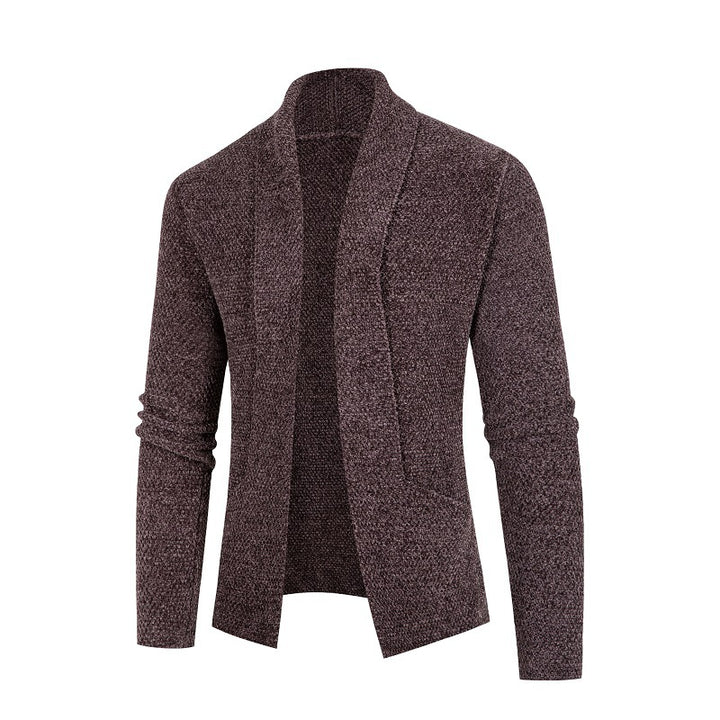 Herren Strickjacke mit modernem Schalkragen und feinem Strukturmuster Echoarchiv