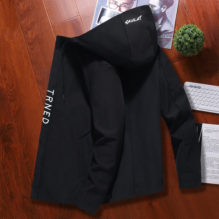 Herren modische Übergangsjacke mit verstellbarem Kapuzendesign und praktischen Reißverschlusstaschen Echoarchiv