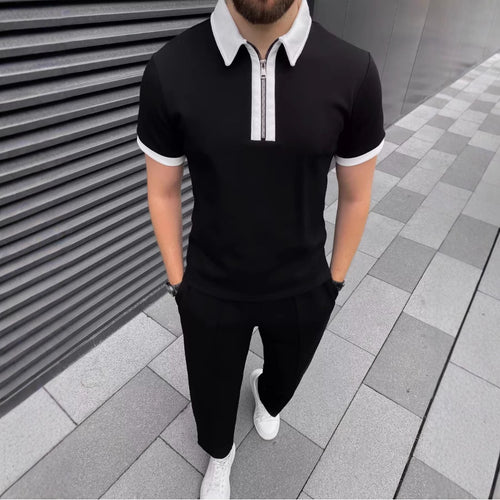 Herren Polohemd mit modernem Reißverschluss und stylischem Kragen Echoarchiv