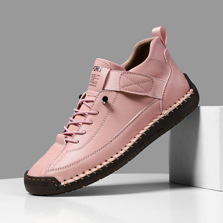 Herren Ledernachahmender Freizeit‑Sneaker mit Klettriemen, Mokassinnaht & profilierter Gummisohle Echoarchiv