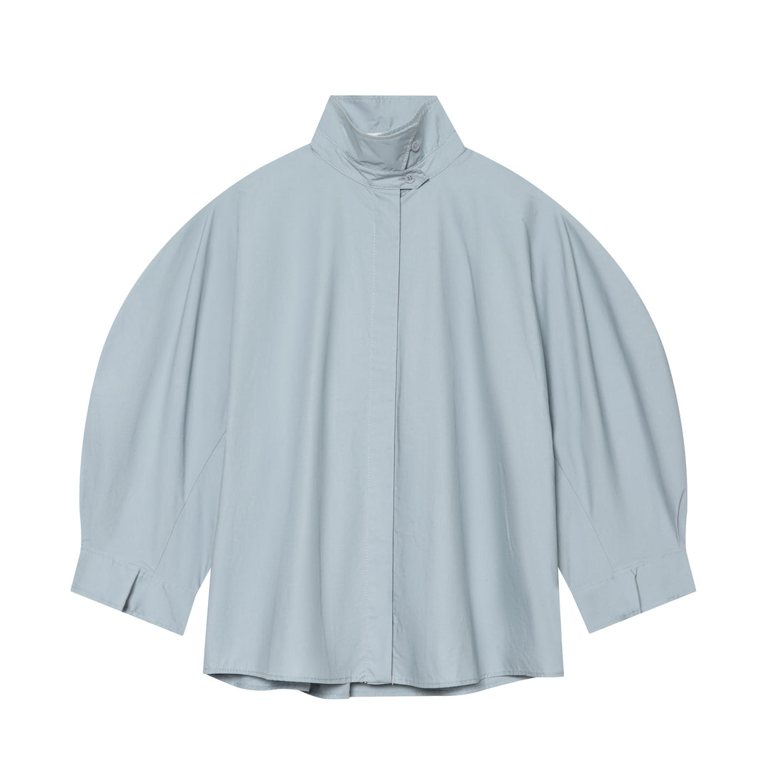 Damen Oversize Regenponcho mit Stehkragen und verdeckter Knopfleiste – Célinea