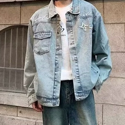 Herren lässige Denim-Überjacke mit kreativen Details Echoarchiv