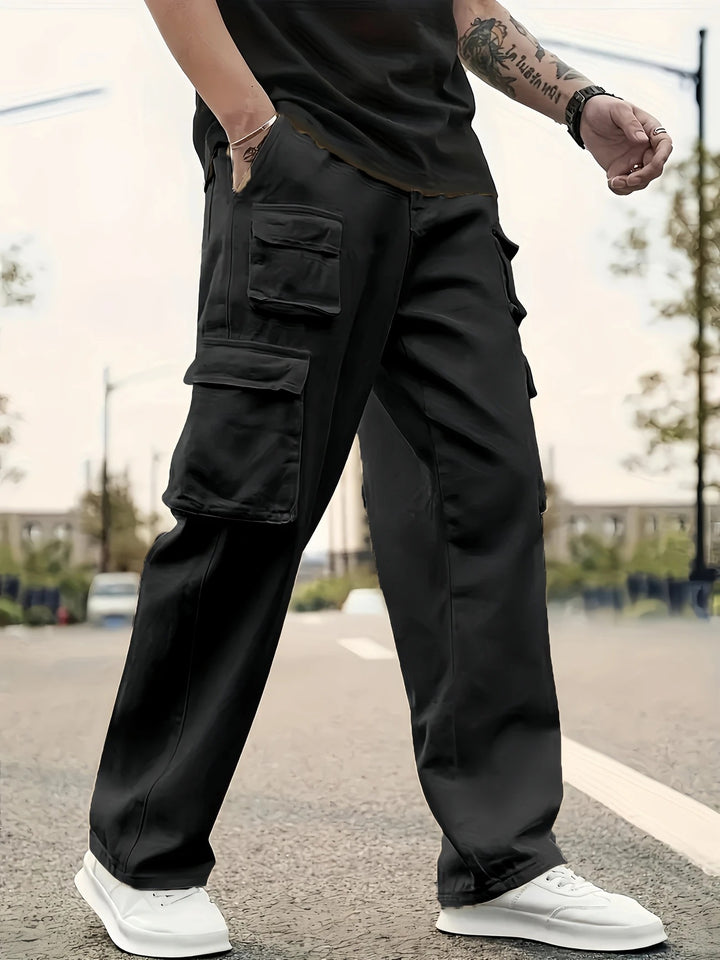 Herren Multifunktionale Cargo-Hose mit mehreren Klapptaschen und geradem Bein Echo Archiv