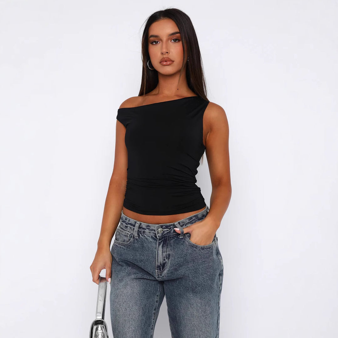 Damen Crop-Top mit floralem Design und schulterfreiem Schnitt Echo Archiv