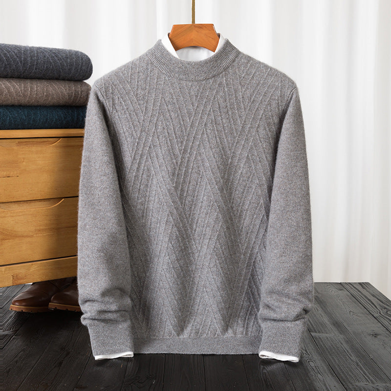 Herren eleganter Rollkragenpullover mit feinem Rautenmuster Echoarchiv