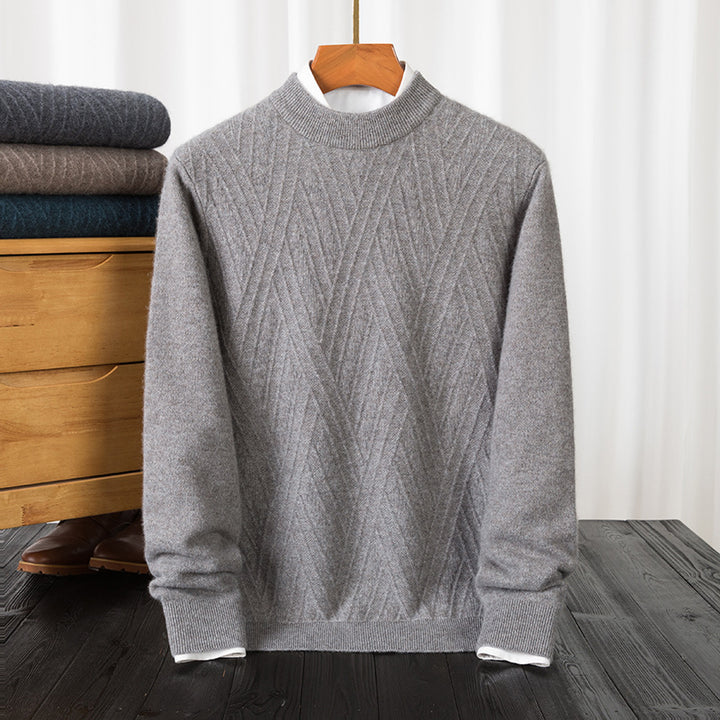 Herren eleganter Rollkragenpullover mit feinem Rautenmuster Echoarchiv