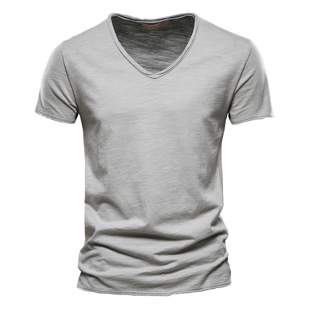 Herren nan leichtes Baumwolljersey Kurzarmshirt mit V-Ausschnitt und schmaler Passform Echo Archiv