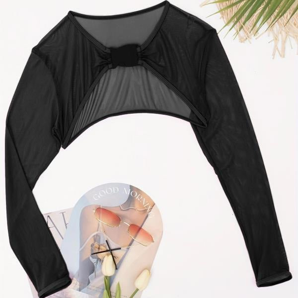 Damen Crop-Top mit modischem Mix aus Netz und Raffung Echo Archiv