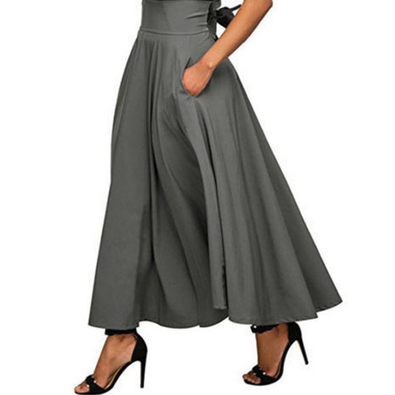 Damen weit geschnittene Palazzo-Hose mit eleganten Taschen und hohem Bund Echoarchiv