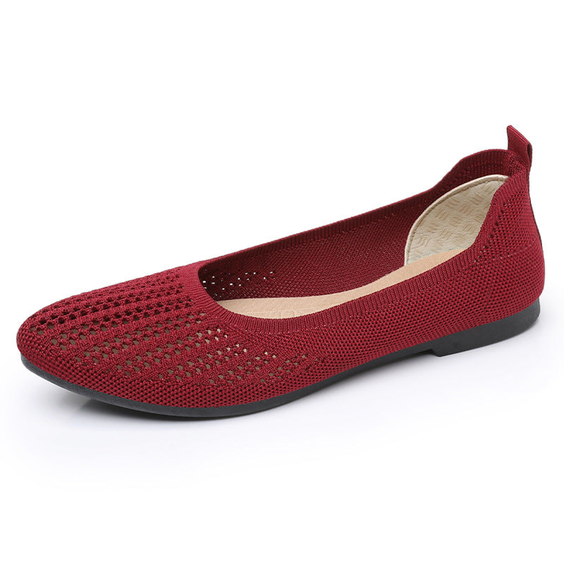 Damen nan atmungsaktive gestrickte Ballerina-Slipper mit perforiertem Obermaterial und orthopädischem Memory-Fußbett Echo Archiv