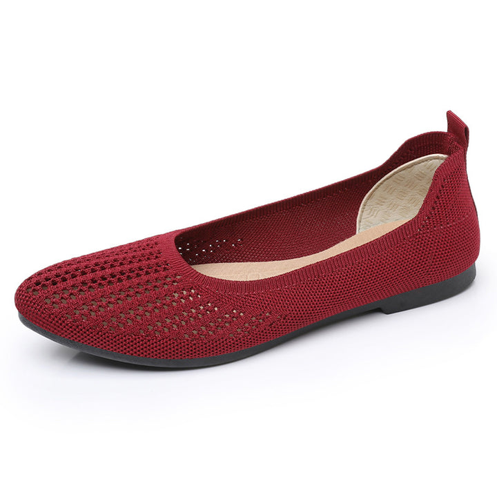 Damen nan atmungsaktive gestrickte Ballerina-Slipper mit perforiertem Obermaterial und orthopädischem Memory-Fußbett Echo Archiv