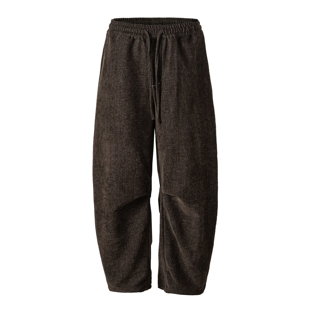 Damen Locker geschnittene Cropped-Hose mit hohem elastischem Bund und Kordelzug aus strukturierter Leinenmischung Echoarchiv