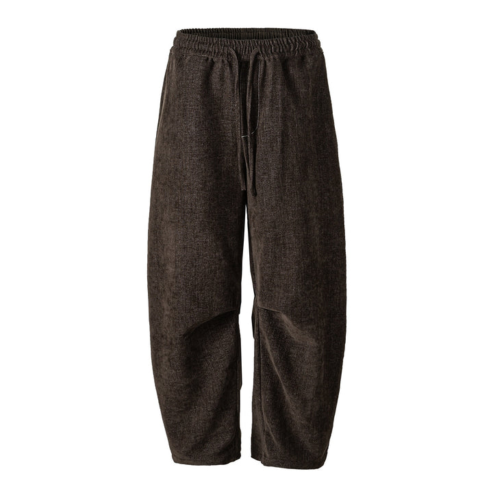 Damen Locker geschnittene Cropped-Hose mit hohem elastischem Bund und Kordelzug aus strukturierter Leinenmischung Echoarchiv