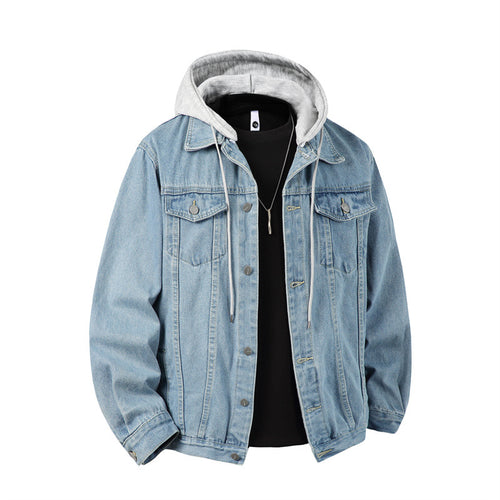 Herren nan Jeansjacke mit angenähter Kapuze Lagenlook robuste Baumwollmischung Echo Archiv