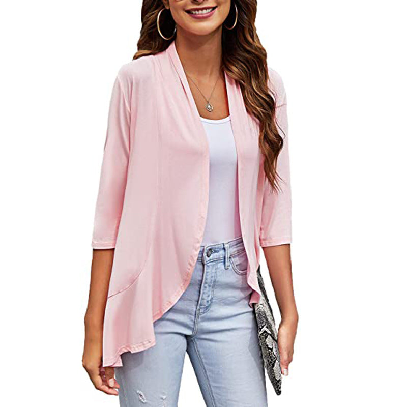 Damen Leichte Chiffonjacke mit Offenen Fronten und 3/4-Ärmeln Echoarchiv