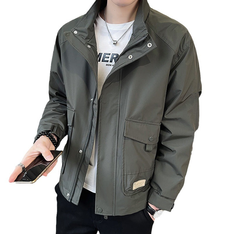 Herren trendige Feldjacke mit praktischen Taschen und verstellbarem Kragen Echoarchiv