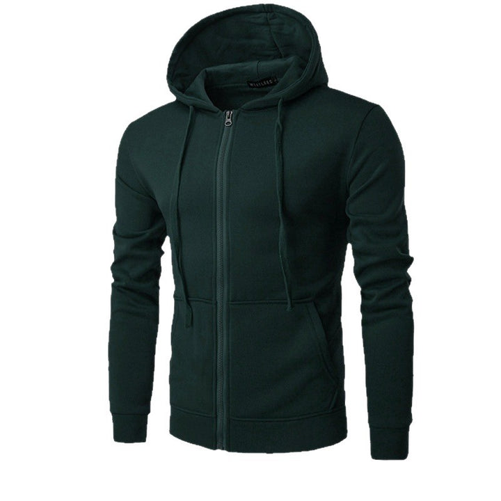 Herren schmal geschnittene Zip-Hoodie Jacke mit weichem Fleece-Innenfutter und Kängurutaschen – Cavarno