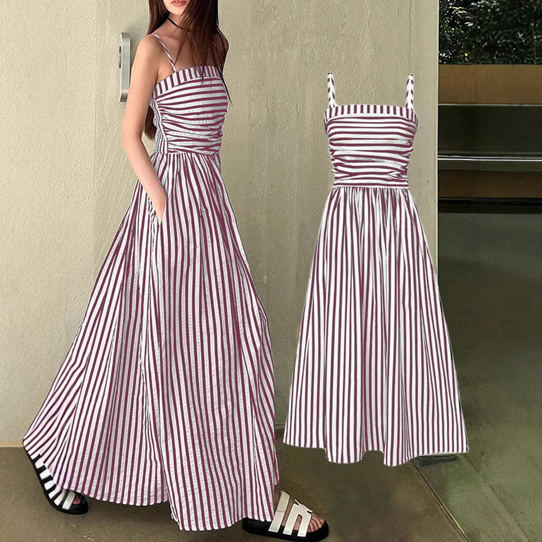 Damen Maxikleid mit schmalen Trägern und raffinierten Falten Echo Archiv