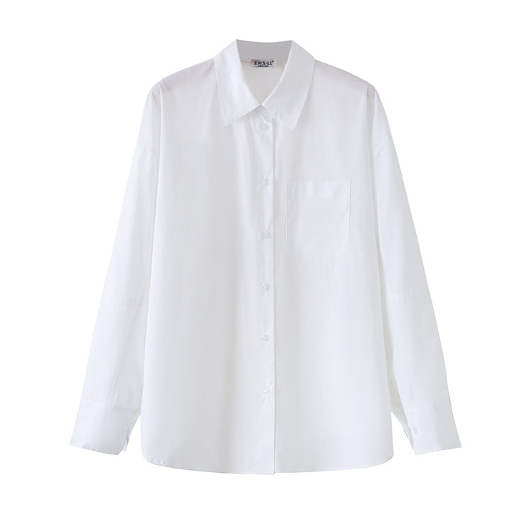 Damen Oversize-Basics-Bluse mit kastiger Silhouette, Hemdkragen und Brusttasche Echo Archiv