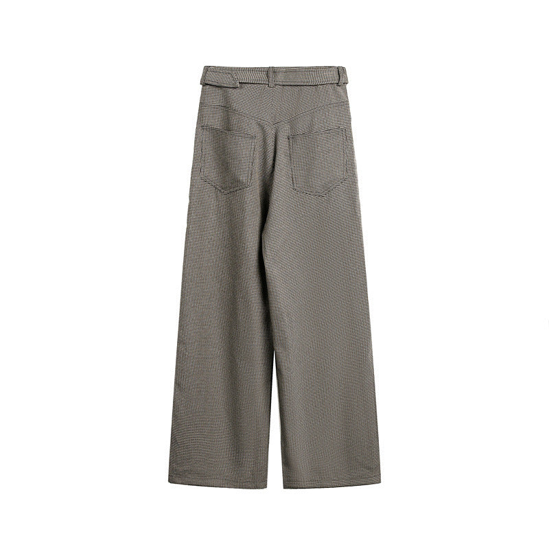 Damen Weite High‑Waist Culotte‑Hose mit Bindegürtel und Glencheck‑Muster Echoarchiv