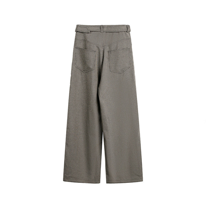 Damen Weite High‑Waist Culotte‑Hose mit Bindegürtel und Glencheck‑Muster Echoarchiv