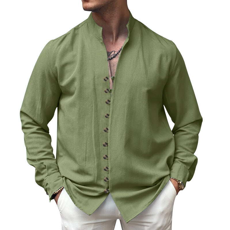 Herren modisches Langarmhemd mit Knopfdetails Echoarchiv