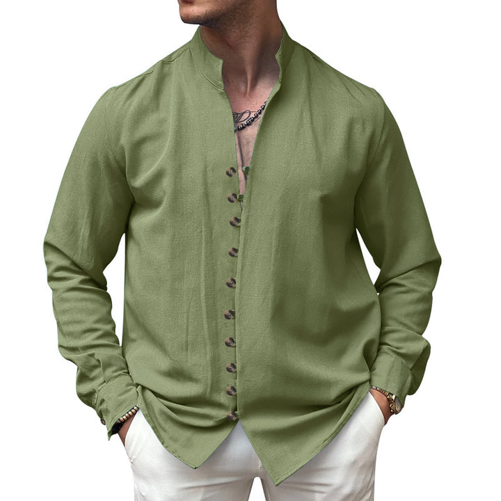 Herren modisches Langarmhemd mit Knopfdetails Echoarchiv