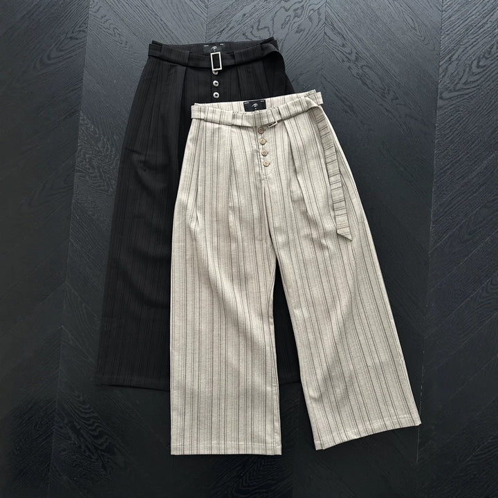 Damen Hochtaillierte Schneiderhose mit weitem Bein Echoarchiv