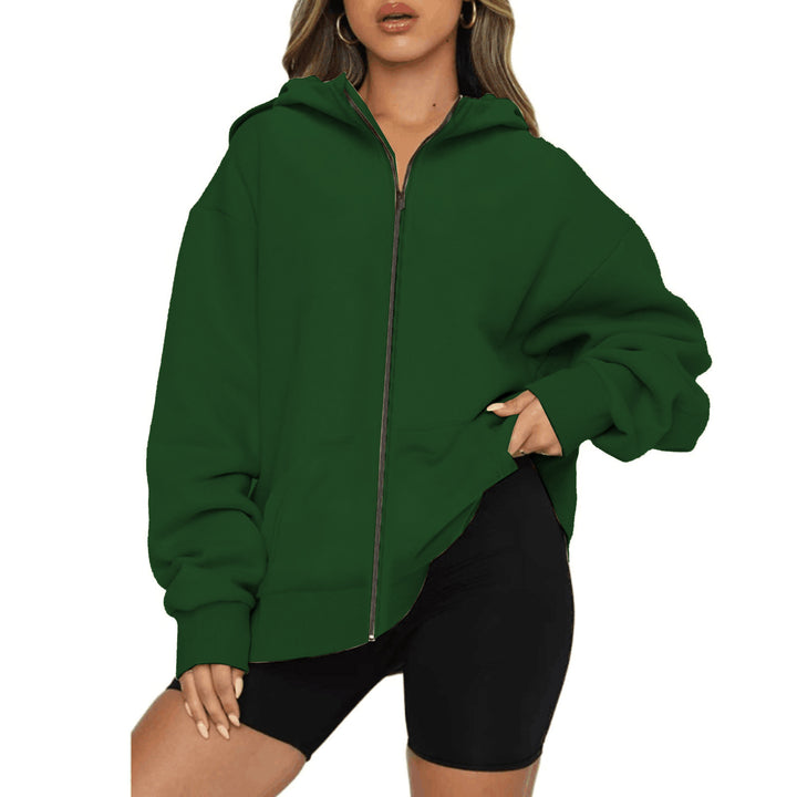 Damen nan leichte Zip-Kapuzenjacke im Relaxed-Fit mit Kängurutasche und gerippten Bündchen Echo Archiv