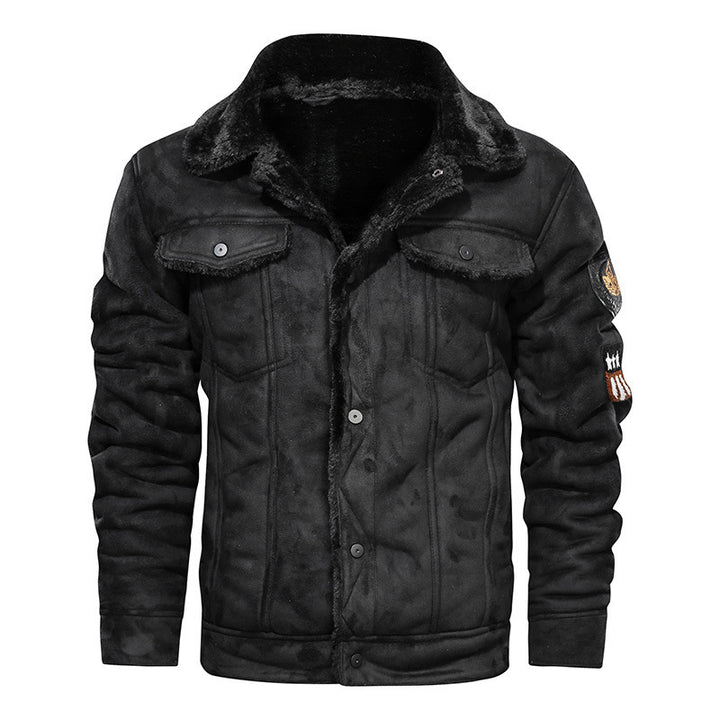 Herren nan gefütterte Lammfelloptik Jeansjacke mit Teddyfutter und Druckknopfleiste Echo Archiv