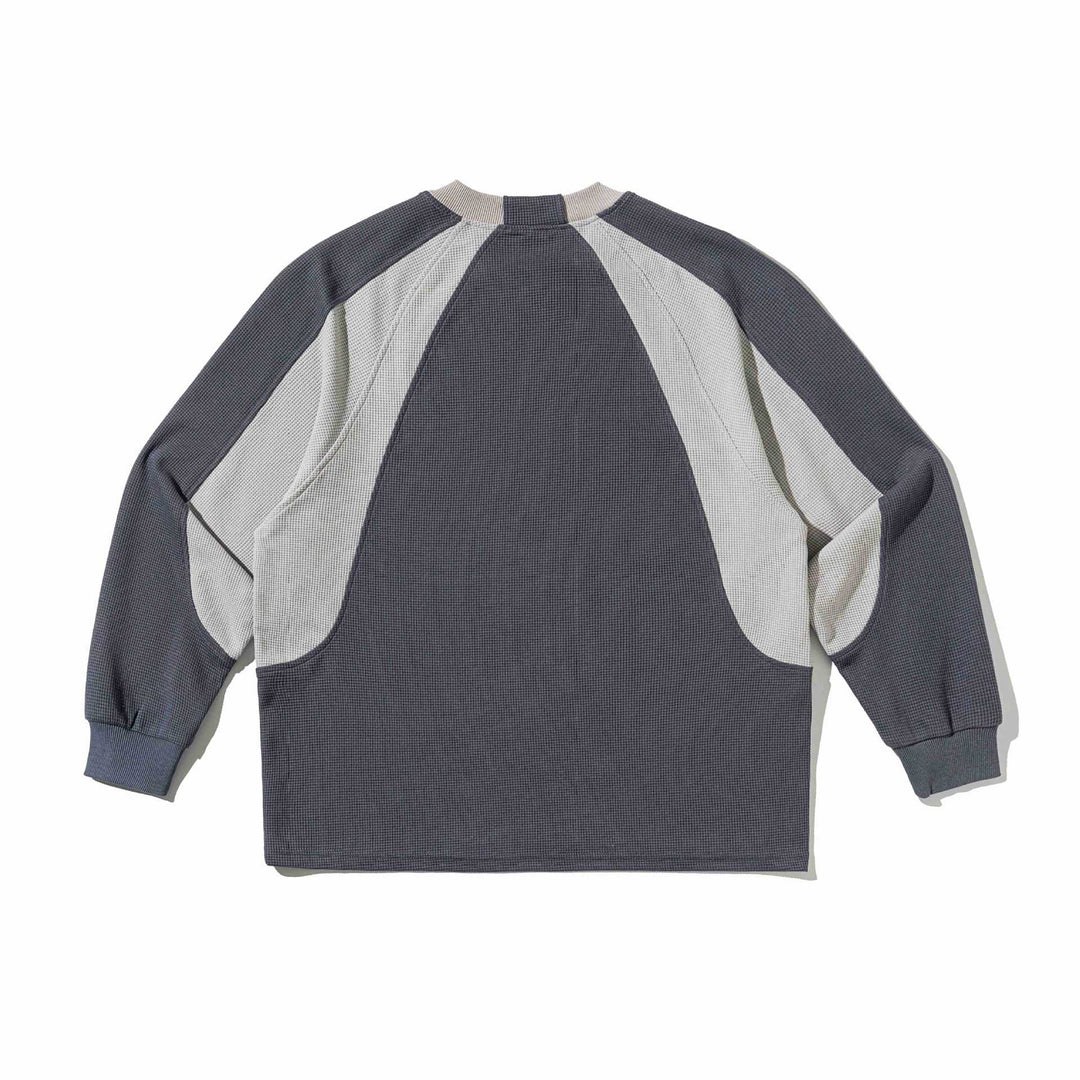 Herren Waffelstruktur-Sweatshirt mit Raglanärmeln und kontrastierenden Einsätzen Echoarchiv