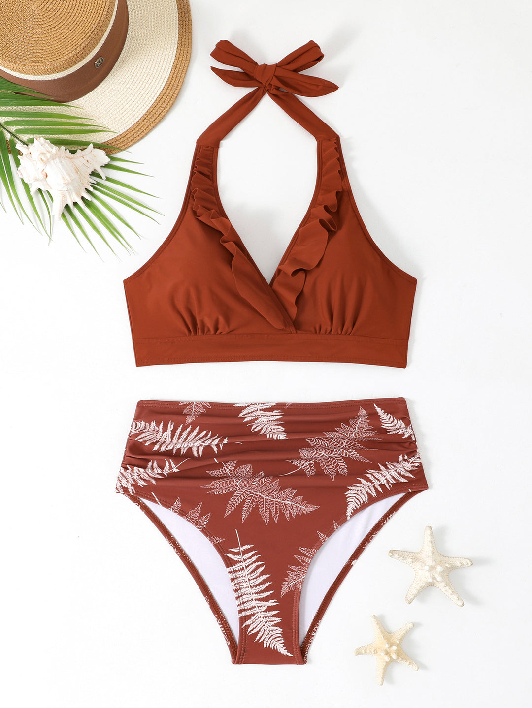 Damen Hoch tailliertes Bikini-Set mit floralem Design Echo Archiv