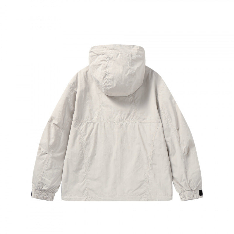 Unisex Leichte Kapuzen-Übergangsjacke mit großem Pattentaschen-Detail und Kordelzug Echo Archiv