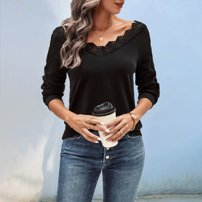 Damen Elegantes Strickoberteil mit Spitzenakzenten Echo Archiv