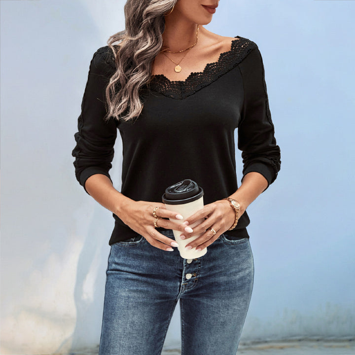 Damen Elegantes Strickoberteil mit Spitzenakzenten Echo Archiv
