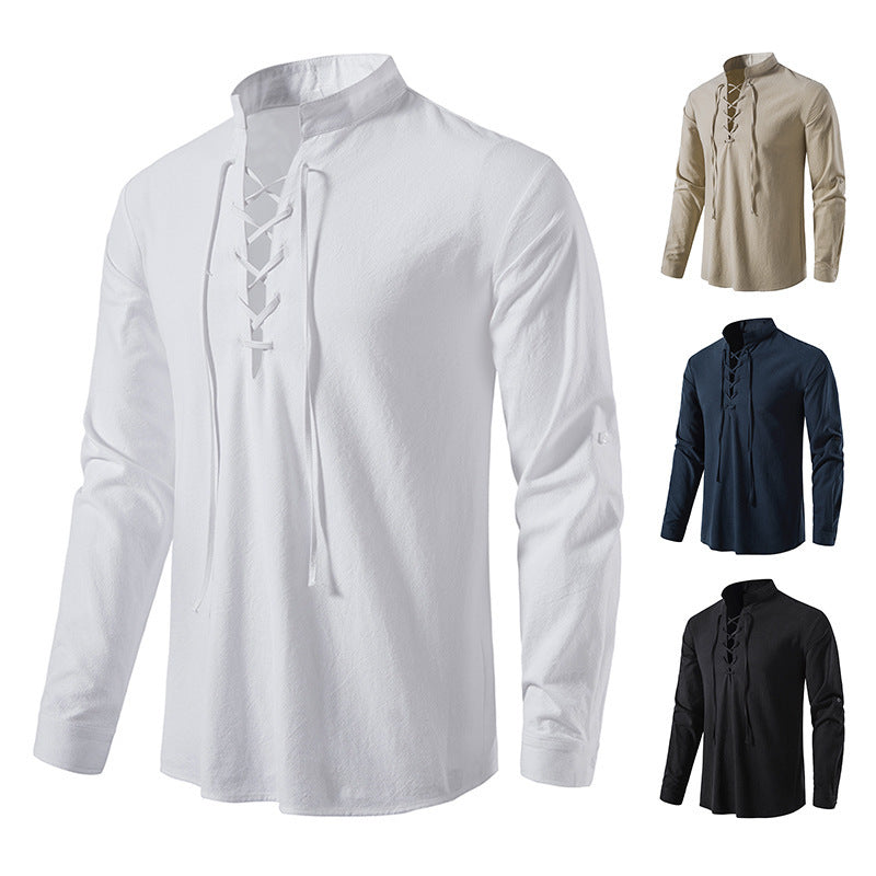 Herren Langarm-Shirt mit modischer Schnürung Echoarchiv