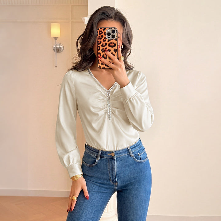 Damen Elegantes Blusenshirt mit Rüschendetails und Strassakzenten Echo Archiv