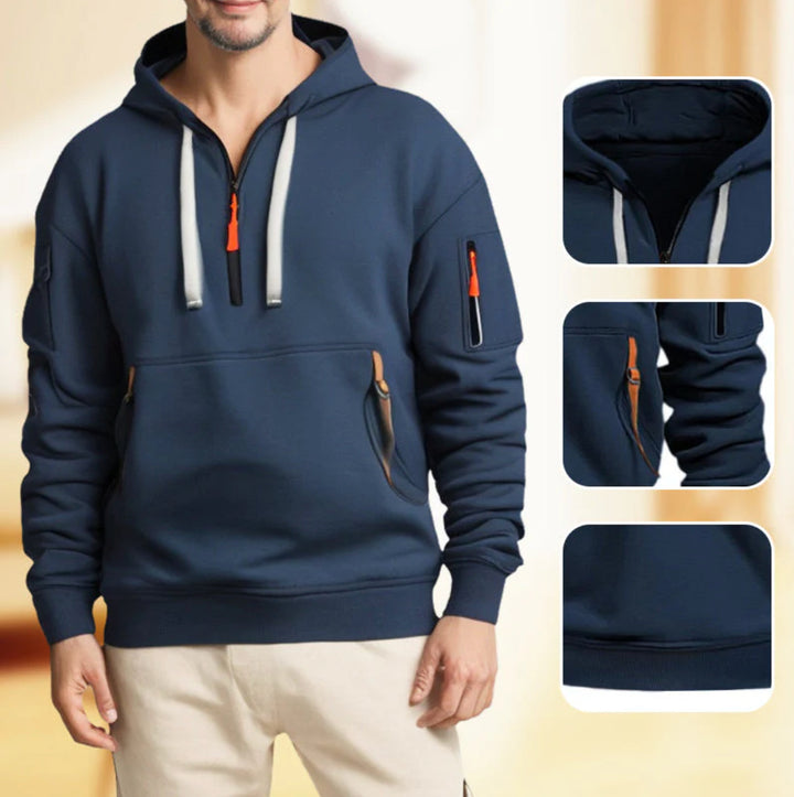 Herren funktionaler Kapuzenpullover mit innovativem Reißverschluss und praktischen Taschen Echoarchiv