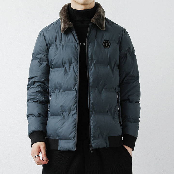 Herren Modische Steppjacke mit Kunstfellkragen Echo Archiv