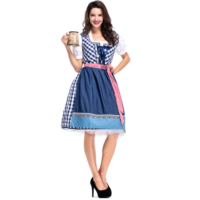 Damen nan traditionelles Trachten Dirndlkleid mit herzförmigem Ausschnitt, Schnürung und abnehmbarer Schürze Echo Archiv